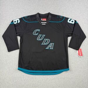 San Jose Barracuda Hockey Jersey Mens XL Black Fireball 66 AHL Cuda Logo CCM